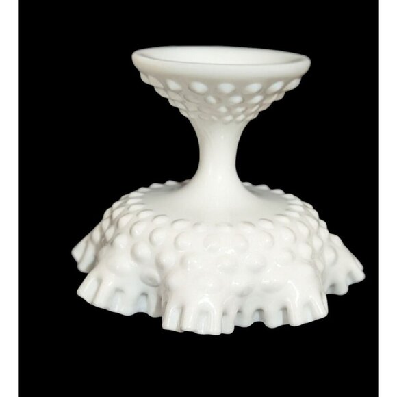 Vintage Fenton Milk Glass Hobnail Compote Candy  Ruffled Edges 5.5" Tall White M - Picture 2 of 7